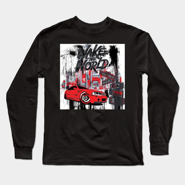 Wake the World, American Muscle Car, New York Vintage Cars Long Sleeve T-Shirt by artspot